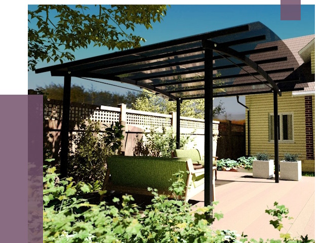 Навесы для террасы в Каспийске от 12981 руб. под ключ | ПРОЛЁТ-Ксп