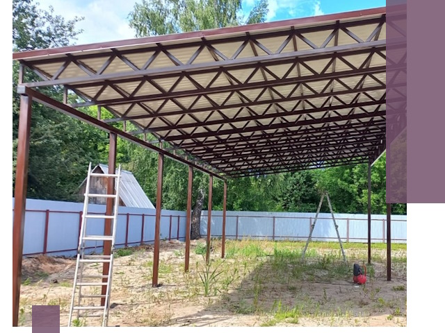 Односкатные навесы под ключ в Каспийске — изготовление и монтаж