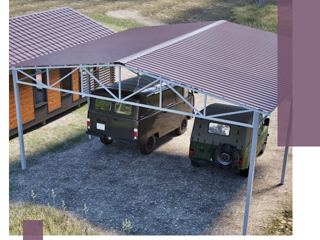 Двускатные навесы под ключ в Каспийске — изготовление и монтаж