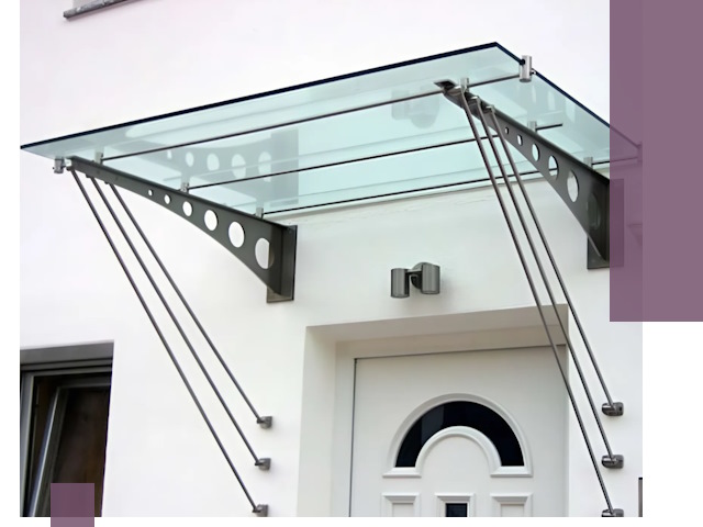 Козырьки над входом под ключ в Каспийске — изготовление и монтаж