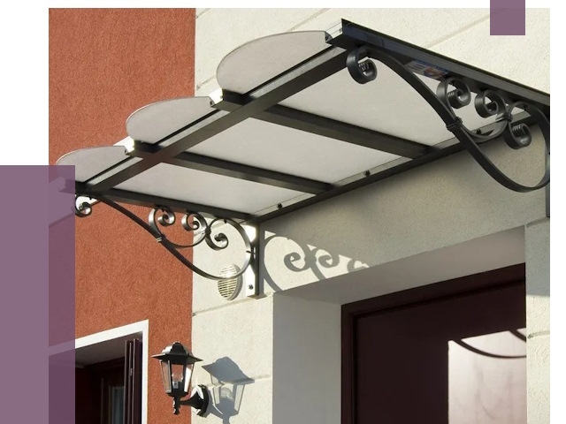 Односкатные козырьки в Каспийске от 8348 руб.  | ПРОЛЁТ-Ксп